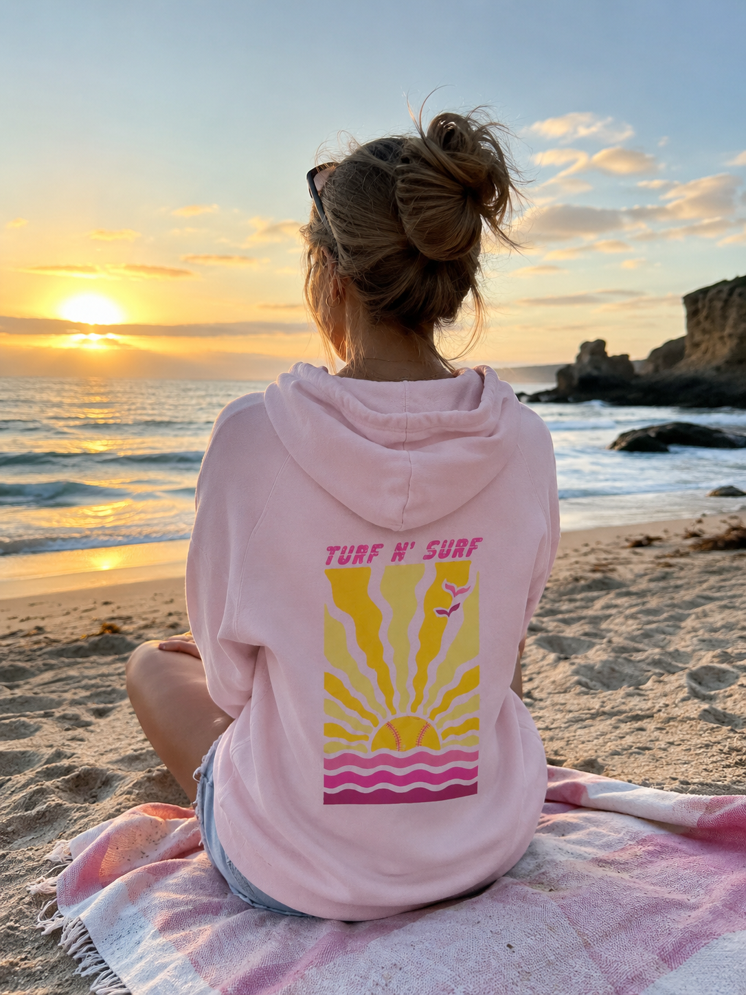 Beach Sweatshirt - Blush Pink - Turf 'n Surf collection